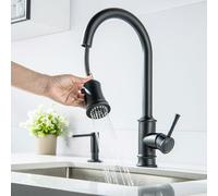 LakeBayMZC Robinet de Cuisine Avec Extractible,Robinet de Cuisine pivotant à 360° pour évier,Avec 3 Mode de pulvérisation d'eau,304 Acier inoxydable,Noir mat