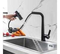 LakeBayMZC Robinet de cuisine avec extractible,Robinet de cuisine pivotant à 360° pour évier,monocommande avec 3 jets,Noir mat