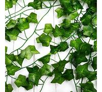 LAKEDO Faux lierre 【5 pièces】 Guirlande de lierre artificiel - Feuilles de vigne artificielles - Plantes murales pour chambre à coucher, décoration murale pour jardin, intérieur et extérieur