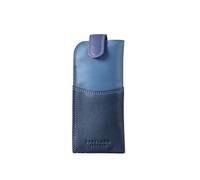 Lakeland Leather Étui de protection en cuir véritable pour lunettes de lecture, lunettes de soleil et lunettes de soleil, étui fin et durable, bleu/multicolore, taille unique