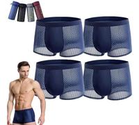 Boxer en Fibre de Bambou, Boxer Box Hero en Bambou, 4 Boxers en Fibre de Bambou - pour Un Confort Toute la journée (Blue,2XL (65-75KG))