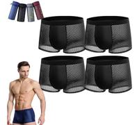 Boxer en Fibre de Bambou, Boxer Box Hero en Bambou, 4 Boxers en Fibre de Bambou - pour Un Confort Toute la journée (Black,XL (55-65KG))