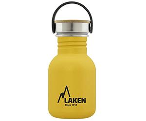 Laken Bot. AC. INOX Basic 350ml,tapón Acero/bambú - Amarillo