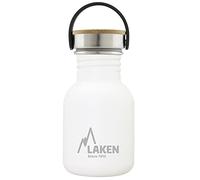 Laken Bot. ac. inox Basic 350ml,tapón acero/bambú - Blanco