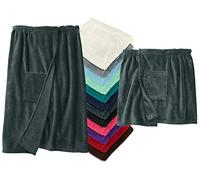 Laken24 Peignoir de sauna descendant jusqu'aux genoux avec fermeture Velcro Aspect classique élégant 2 tailles pour homme et femme Plusieurs couleurs, anthracite, Damen L/XL