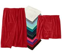 Laken24 Peignoir de sauna descendant jusqu'aux genoux avec fermeture Velcro Aspect classique élégant 2 tailles pour homme et femme Plusieurs couleurs, bordeaux, Herren L/XL