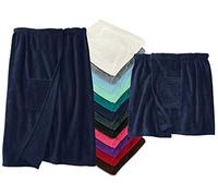 Laken24 Peignoir de sauna descendant jusqu'aux genoux avec fermeture Velcro Aspect classique élégant 2 tailles pour homme et femme Plusieurs couleurs, Marine, Damen L/XL