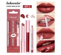 Lakerain 3 Pièces Mini Rouge À Lèvres Mat+Brillant À Lèvres+Ensemble De Revêtement À Lèvres Contour Précis Ensemble De Rouge À Lèvres Repulpant En Trois Dimensions.28150-02.