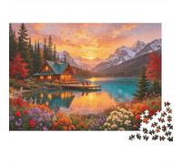 Lakeside Cabin Puzzle pour Adults 1000Pc Recyclable Papier Autumn Scenery Jigsaw Puzzle Parent Child Jeu Accessoires Développant Boy & Girl‘s Intelligence Toy 38x26cm/1000pcs