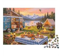 Lakeside Campsite Puzzle for Boy & Girl 1000 Pièces Recyclable Cozy Picnic Puzzle Fun and Challenging Jeu de Famille Excellente Idée de Cadeau for Child‘s Birthday 52x38cm/1000pcs