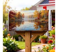 Lakeside - Couverture magnétique de boîte aux lettres rustique et moderne avec motif d'arbres pour décoration extérieure, jardin, cour, 45,7 x 53,3 cm, orange