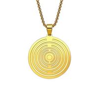 Lakhovsky MWO Collier avec pendentif de 30 mm, collier de bijoux tendance, couleur or, chaîne en acier inoxydable pour femmes et hommes, oscillateur multionda doré galvanoplastie 24 K