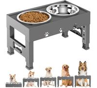 LAKIPETN Gamelles surélevées pour Chien avec 2 gamelles en Acier Inoxydable réglables en Hauteur réglable de 7,9 cm, 22,9 cm, 25,4 cm, 27,9 cm, 30,5 cm, gamelle antidérapante pour Chiens de Petite,