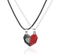 LAKJUOZ 1 Paire Collier De Couple Aimant Coeur, Collier Couple Aimant Pendentif Puzzle Cœur Séparable Magnétique Attraction Mutuelle Amitié Amour Cadeau Femmes Hommes Romantique Saint Valentin