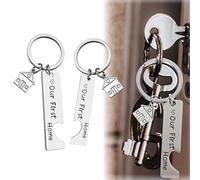 LAKJUOZ 2 Pcs Porte Clé Couple, Porte Clef Maison, Porte Clé Personnalisé De Mode Porte-Clés Personnalisé Porte-Clés En Acier Inoxydable Ensemble De Porte-Clés Pour La Maison Porte-Clés Amour Couple