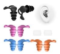 LAKJUOZ Bouchons D'Oreilles Pour Adultes 4 Paires,Bouchon D'Oreille Piscine Étanches, Réutilisables, En Silicone Souple Pour La Douche, La Natation, Le Surf, La Plongée Avec Tuba Et Autres Sports Naut