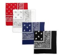 LAKJUOZ Lot De 4 Bandanas Paisley, Bandana Classique, Hair Band, 54 X 54 Cm Bandeau De Cheveux Bandana Fichu Mouchoir Coloré Bandeau Mouchoir Echarpe Serre-Tête