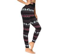 Lakpoau Legging Femmes Hiver Thermique Polaire Doublé Legging Elastiques Pantalon de Sport Épais Chaud Taille Haute Leggings (Taille Unique) Christmas Desing B