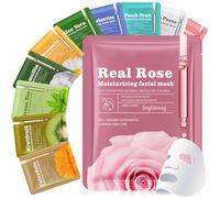 LAKPYN 11pcs Masques Visage Hydratants,Soin Beauté Quotidien,Ingrédients Naturels,Masques En Feuille,Pour Tous Types De Peaux,Apaisants Et Visages Nourrissants,Masque Collagene