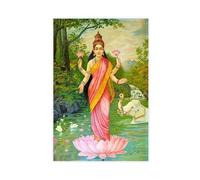 Lakshmi Poster déesse hindoue pour chambre d'adolescent garçon Impression sur toile sans cadre 30 x 45 cm