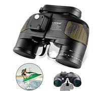 LAKWAR Jumelles Marines compactes 10 x 50 pour Adultes avec télémètre, Boussole de Haute qualité, Prisme BAK4, étanche, antibuée pour l'observation des Oiseaux, la Chasse