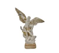 LAL Statue de San Michele Arcangelo en résine blanche 13 cm avec décorations dorées