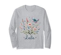 Lala Grandma Bouquet de Fleurs et Papillons Motif Nature Manche Longue