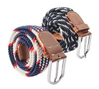 Lalacolorful 2x Élastique Ceintures Femme Homme Tressées Extensible pour Jeans Boucle Alliage pour Hommes et Femmes (C)