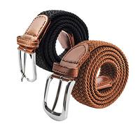 Lalacolorful 2x Élastique Ceintures Femme Homme Tressées Extensible pour Jeans Boucle Alliage pour Hommes et Femmes (B)
