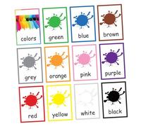 LALADEFIEE 12 Feuilles Cartes Éducatives Anglaises pour Garçon Fille Colorées Apprentissage des Mots Cartes Mémoire Étanches Jouets Éducatifs pour Alphabétisation et Développement Cognitif