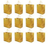 LALADEFIEE 12 Pièces 12pcs Sacs Cadeaux en Papier Brillant avec Poignées Dorées pour Fête Mariage Anniversaire