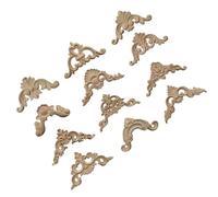 LALADEFIEE 12pcs Appliques en Bois Sculpté Style Européen, Incrustation Non Peinte, Facile à Utiliser, pour Décoration de Porte et Fenêtre, Couleur Marron, pour Décoration Plusieurs styles