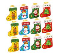 LALADEFIEE 12pièces Kit De Bricolage Feutrine Pour Matériaux Pour Création De Chaussettes De Noël Activités Manuelles Éducatives Amusant Et Pratique