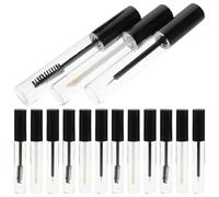 LALADEFIEE 15 Pièces Lot de 15 Tubes Vides pour Mascara 10 Ml avec Bouchon Noir Brillant, Applicateurs Rechargeables Brosse à Cils, Pinceaux Gloss et Eyeliner, Réutilisables et Adaptés