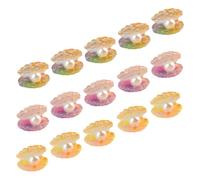 LALADEFIEE 15 pièces Shell Figurines Glow in The Dark with Fake Pearls Resin Decorations for Fish Tank Aquarium Accessories DIY Toy