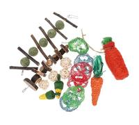 LALADEFIEE 16pcs Jouets à Mâcher en Bois pour Hamsters et Cochons d'Inde, Accessoires pour Lapins, Favorise Le Jeu et l'exercice, Quand Ils sont Seuls