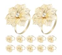 LALADEFIEE 18 Pcs Ronds de Serviette en Alliage Doré à Fleurs Élégantes, Réutilisables pour Repas en Famille et Occasions Festives, Maintien Solide des Serviettes