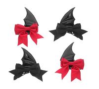 LALADEFIEE 2 Paires de Pinces à Cheveux Halloween Ailes de Chauve-Souris et Cornes de Démon Accessoires Noirs et Rouges Légers pour Costume Cosplay et Décoration de Fête