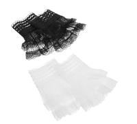 LALADEFIEE 2 Paires Manchettes Dentelle Amovibles pour Femmes Manches Évasées Tulle Respirant Extensions de Manchette Mesh Volants Décoratifs pour Chemises et Pulls Couvre-poignets Fins et