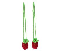 LALADEFIEE 2 pièces à Œufs Maille Tricotée Main Forme Fraise Laine Filet à Cordon pour Garçon Fille Poche pour Œufs pour Fête Cadeaux et Friandises