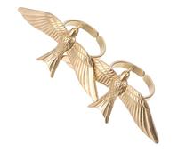 LALADEFIEE 2 Pièces Bagues Oiseaux Acier Inoxydable Anneaux Ouverts Ajustables Symbole de Paix Bijoux Vintage Unisexes Liberté et Harmonie