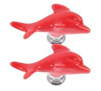 LALADEFIEE 2 Pièces Bouton de Chasse D'eau Forme Animale, Décoratif Maison | Céramique et Alliage de Zinc, Installation Facile, Poignée Colorée Rouge, Adaptée aux Familles et Locataires