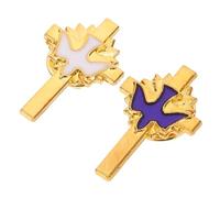 LALADEFIEE 2 pièces Broche Croix et Symbole de Paix Épingles Catholiques pour Première Communion et Baptême Accessoires Religieux Durables pour Femmes Design Élégant pour Fêtes et Cérémonies