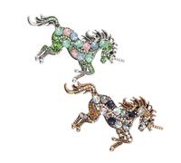 LALADEFIEE 2 pièces Broche Licorne Alliage Épingle Mode Colorée pour Femme Accessoire Élégant pour Pulls et Vestes