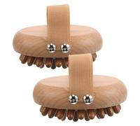 LALADEFIEE 2 Pièces Brosse de Massage Meridian Bois Brosse à Main avec Coussin Air pour Massage des Points Acupuncture Relaxation Musculaire Stimule Circulation Du Chevelu Couleur Bois