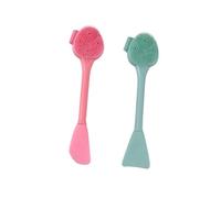 LALADEFIEE 2 pièces Brosse de Nettoyage Visage Silicone Douce Double Tête pour Nettoyage Pores Massage et Application Masque Brosse Faciale Manuelle Silicone pour Soin Quotidien