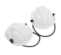 LALADEFIEE 2 pièces Casque de Sécurité Miniature pour Animaux avec Corde Élastique Ajustable Casque de Construction Ludique pour Poupées et Fête Lot de Blanc Léger et Confortable pour Petits