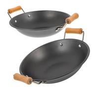 LALADEFIEE 2 pièces Casserole Anti-débordement Inox avec Poignée Bois Petit Faitout Solide pour Cuisine Chinoise Cuisson sur Induction et Feu Direct Couleur Aléatoire Couleur Aléatoire