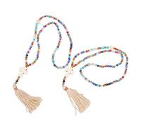 LALADEFIEE 2 pièces Collier Croix Femme avec Cristal Coloré et Gland Sautoir Bohème Fantaisie pour Layering Accessoire Polyvalent Élégant et Spirituel