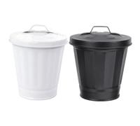 LALADEFIEE 2 pièces Mini Poubelle de Bureau Métal Galvanisé Corbeille de Table Rustique avec Couvercle Anti-odeur Poubelle Compacte pour Cuisine Salle de Bain et Bureau